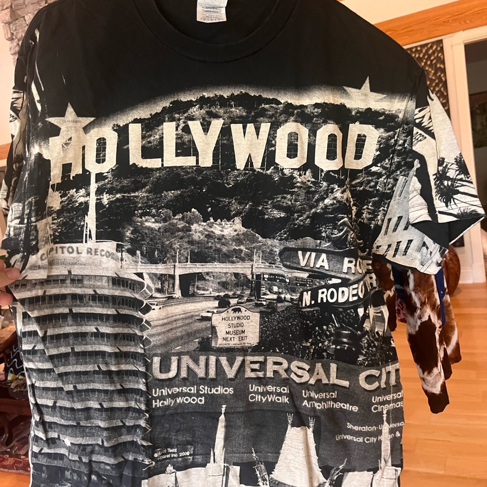 Hollywood Graphic Black and White T-Shirt